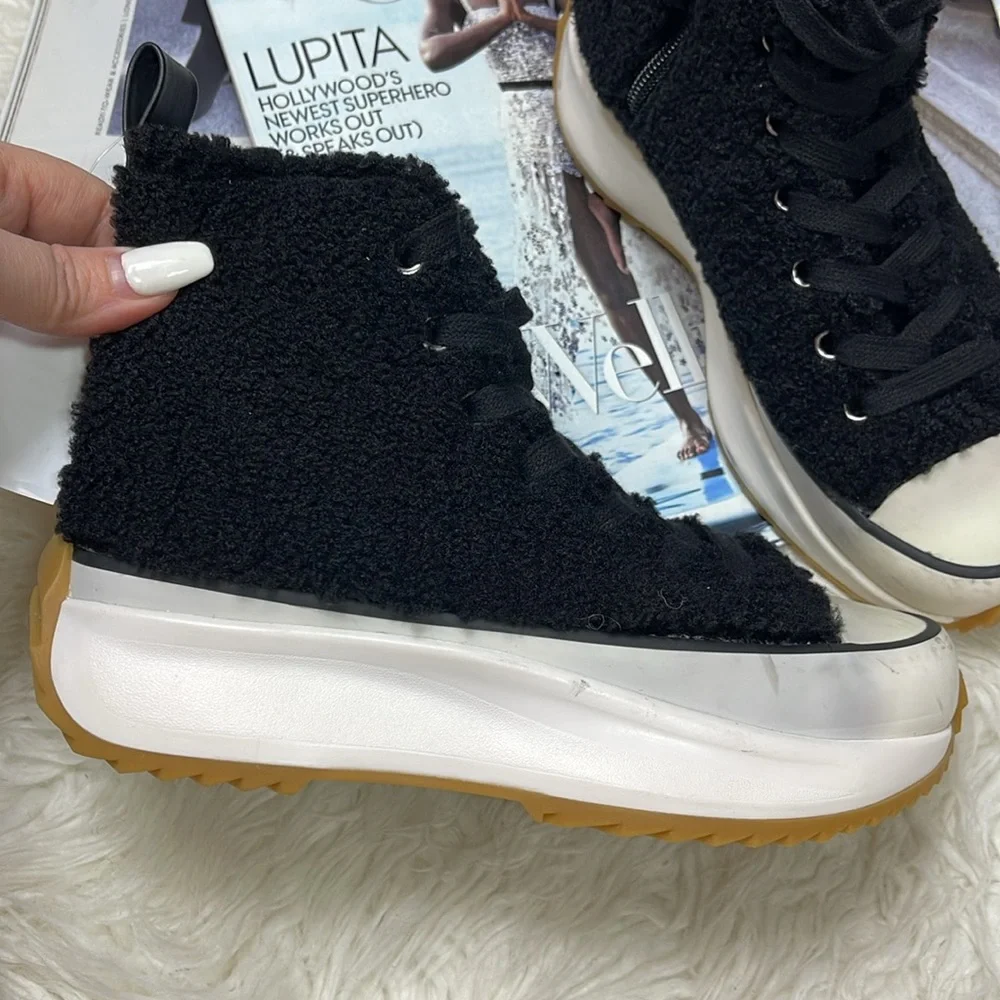 Steve Madden Shaft Faux Fur Platform Sneakers - Picture 4 of 16